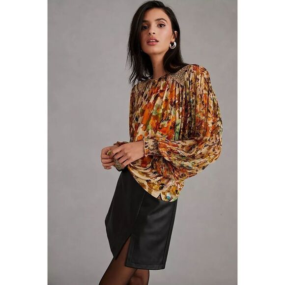 New Anthropologie x Bl-nk Sequin-Embellished Blouse Size S - Picture 1 of 11